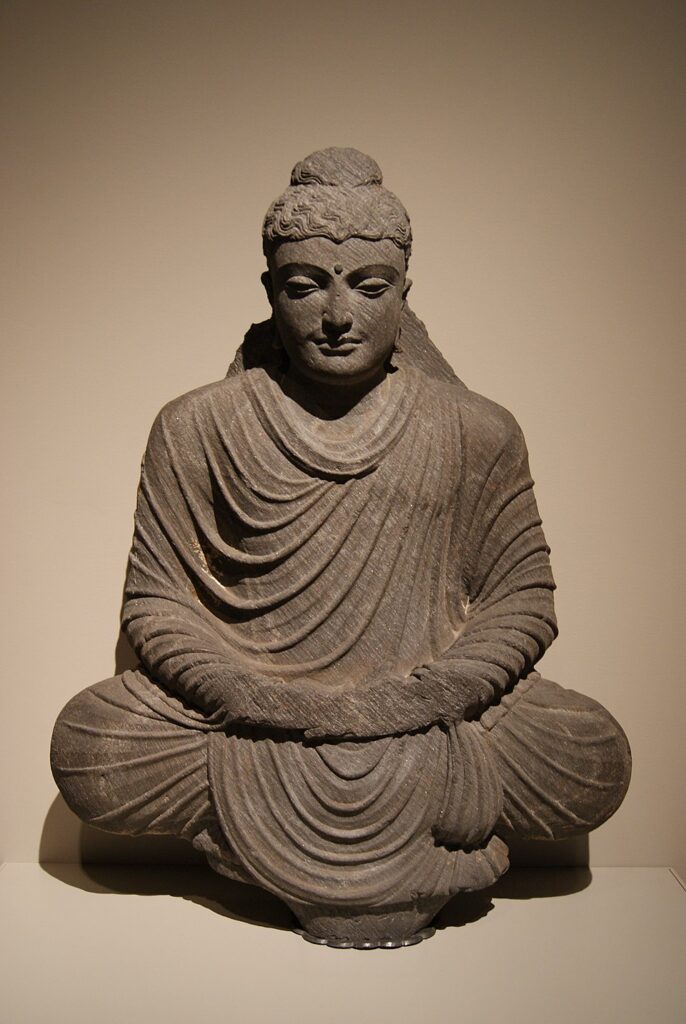 Seated Buddha in Meditation,” 3rd century, Yale University Art Gallery. https://commons.wikimedia.org/wiki/File:Seated_Buddha_in_Meditation_(3rd_century,_Yale_University_Art_Gallery).jpg