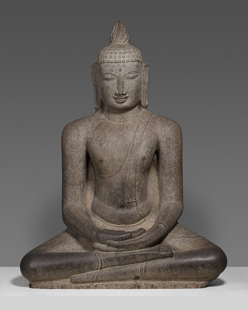 Buddha Shakyamuni Seated in Meditation (Dhyanamudra),” 12th century, granite, Art Institute of Chicago. https://commons.wikimedia.org/wiki/File:Buddha_Shakyamuni_Seated_in_Meditation_(Dhyanamudra).jpg